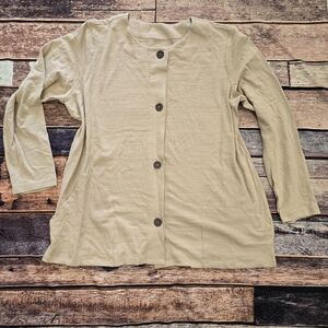 Denim&Co Tan Button-Up Cardigan